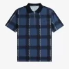Tricou polo pentru bărbați cu guler fermoar și model tartan Glitch Tricou polo pentru bărbați cu guler fermoar și model tartan Glitch