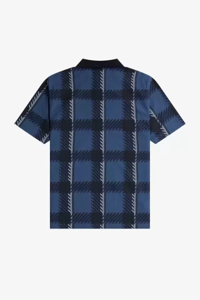 Tricou polo pentru bărbați cu guler fermoar și model tartan Glitch Tricou polo pentru bărbați cu guler fermoar și model tartan Glitch