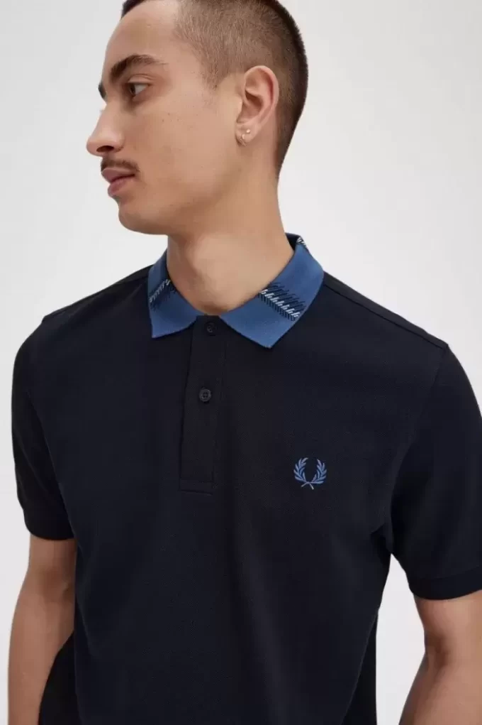 Tricou polo pentru bărbați cu guler grafic Tricou polo pentru bărbați cu guler grafic