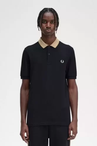 Tricou polo pentru bărbați cu guler în carouri