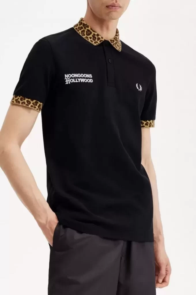 Tricou polo pentru bărbați cu imprimeu leopard Noongoons Tricou polo pentru bărbați cu imprimeu leopard Noongoons