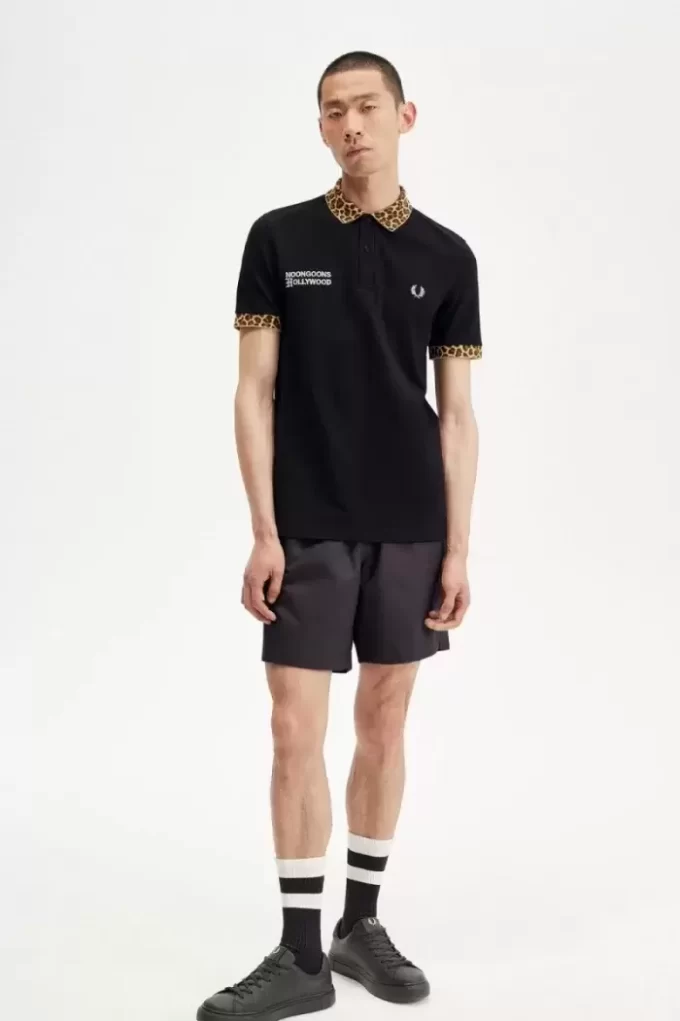 Tricou polo pentru bărbați cu imprimeu leopard Noongoons Tricou polo pentru bărbați cu imprimeu leopard Noongoons