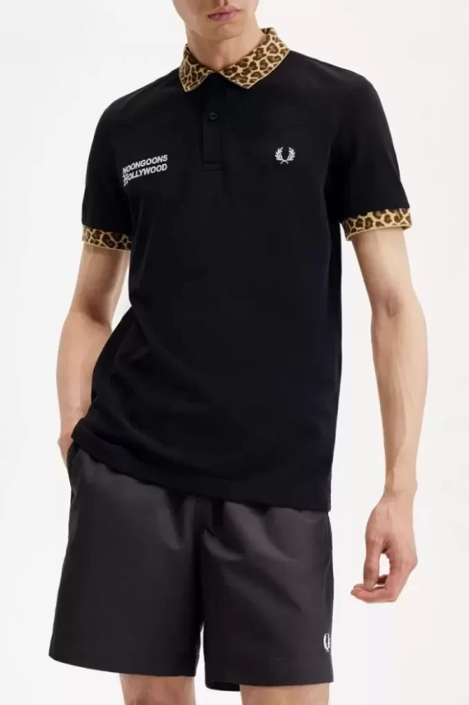 Tricou polo pentru bărbați cu imprimeu leopard Noongoons Tricou polo pentru bărbați cu imprimeu leopard Noongoons