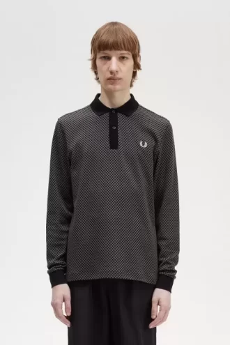 Tricou polo pentru bărbați cu imprimeu micro-chequerboard