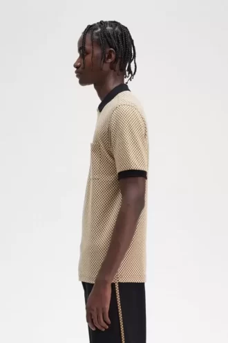 Tricou polo pentru bărbați cu imprimeu micro-chequerboard