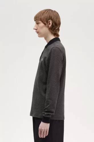 Tricou polo pentru bărbați cu imprimeu micro-chequerboard