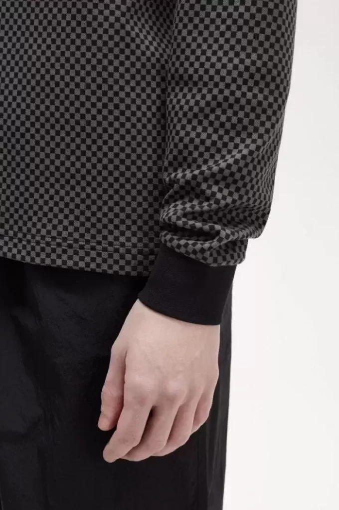 Tricou polo pentru bărbați cu imprimeu micro-chequerboard Tricou polo pentru bărbați cu imprimeu micro-chequerboard