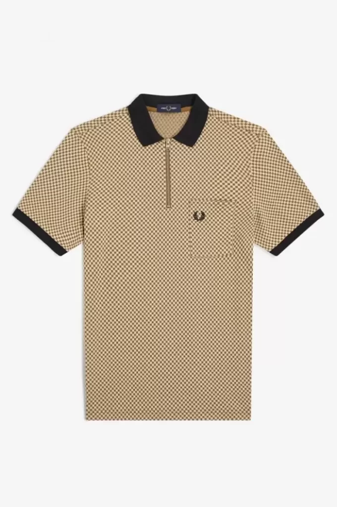 Tricou polo pentru bărbați cu imprimeu micro-chequerboard Tricou polo pentru bărbați cu imprimeu micro-chequerboard