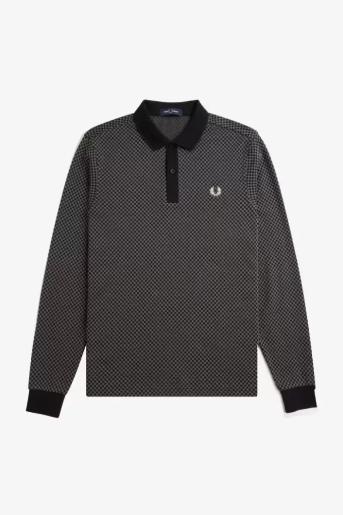 Tricou polo pentru bărbați cu imprimeu micro-chequerboard Tricou polo pentru bărbați cu imprimeu micro-chequerboard
