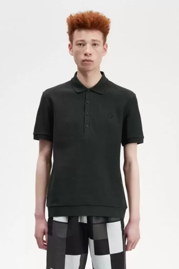 Tricou polo pentru bărbați din bumbac cu model fagure de miere Tricou polo pentru bărbați din bumbac cu model fagure de miere