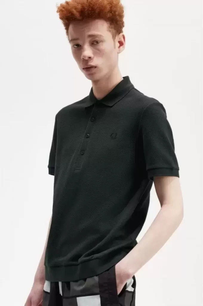 Tricou polo pentru bărbați din bumbac cu model fagure de miere Tricou polo pentru bărbați din bumbac cu model fagure de miere