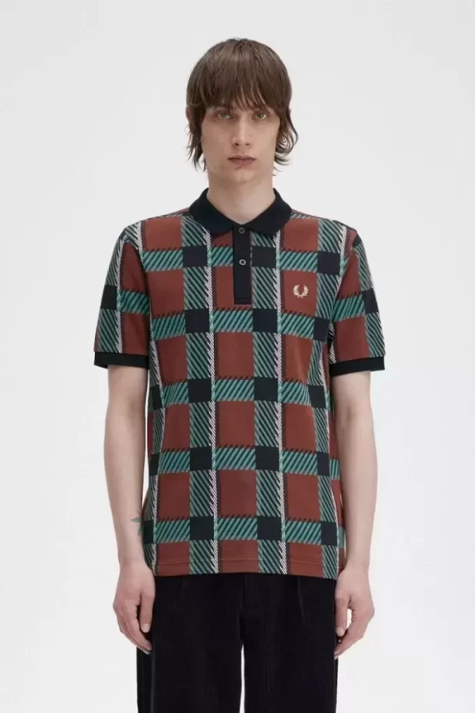 Tricou polo pentru bărbați Glitch Tartan Tricou polo pentru bărbați Glitch Tartan