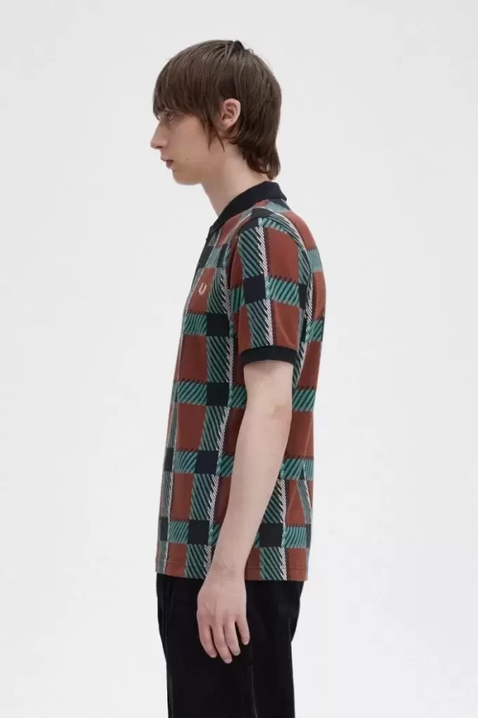 Tricou polo pentru bărbați Glitch Tartan Tricou polo pentru bărbați Glitch Tartan
