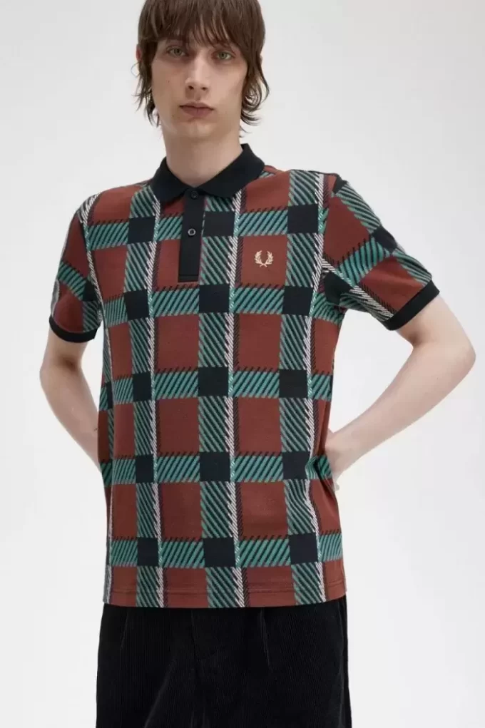 Tricou polo pentru bărbați Glitch Tartan Tricou polo pentru bărbați Glitch Tartan