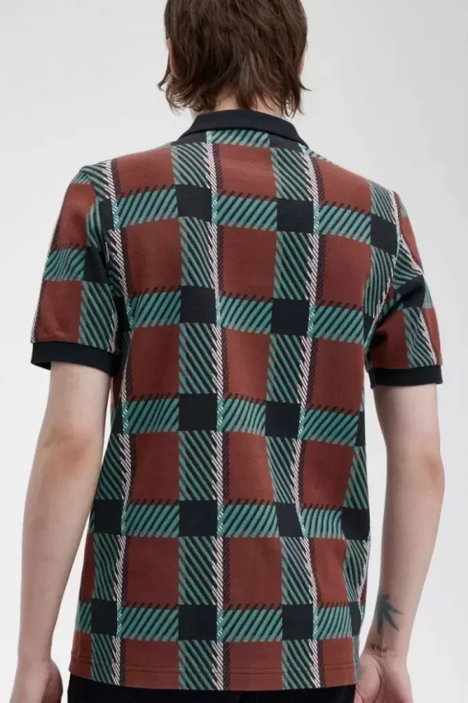 Tricou polo pentru bărbați Glitch Tartan Tricou polo pentru bărbați Glitch Tartan