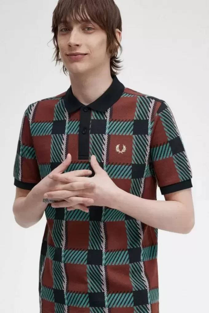 Tricou polo pentru bărbați Glitch Tartan Tricou polo pentru bărbați Glitch Tartan