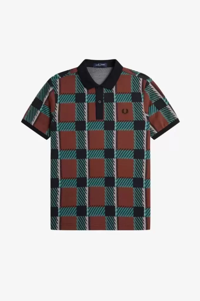 Tricou polo pentru bărbați Glitch Tartan Tricou polo pentru bărbați Glitch Tartan