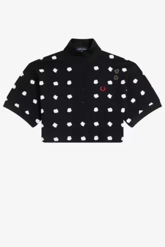 Tricou polo pentru damă în piqué cu imprimeu spot