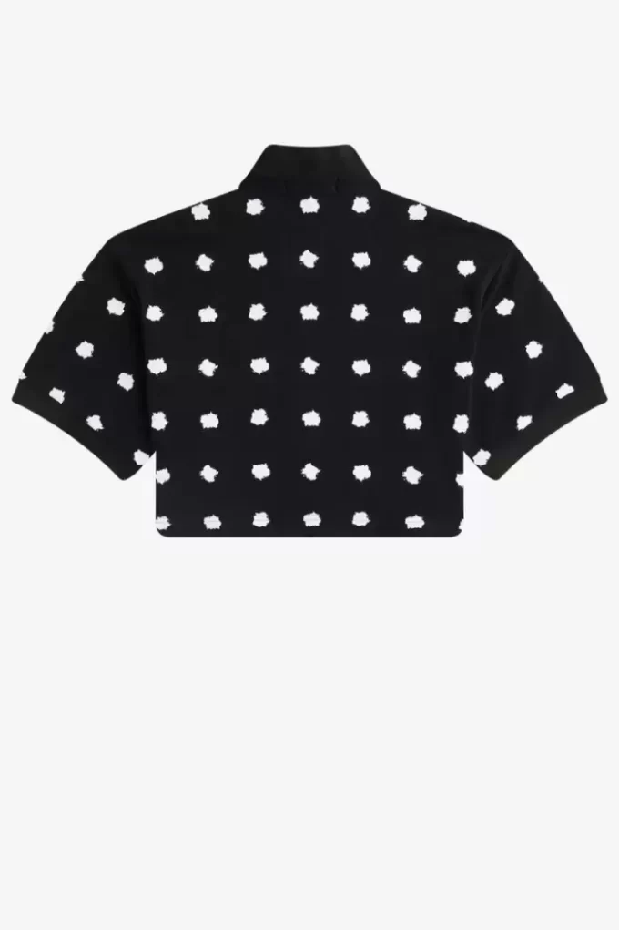 Tricou polo pentru damă în piqué cu imprimeu spot Tricou polo pentru damă în piqué cu imprimeu spot