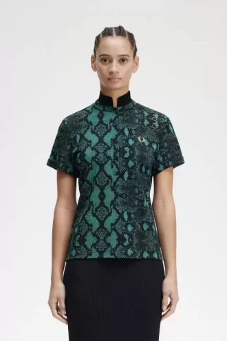 Tricou polo pentru femei cu imprimeu de șarpe