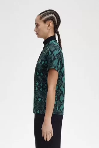 Tricou polo pentru femei cu imprimeu de șarpe