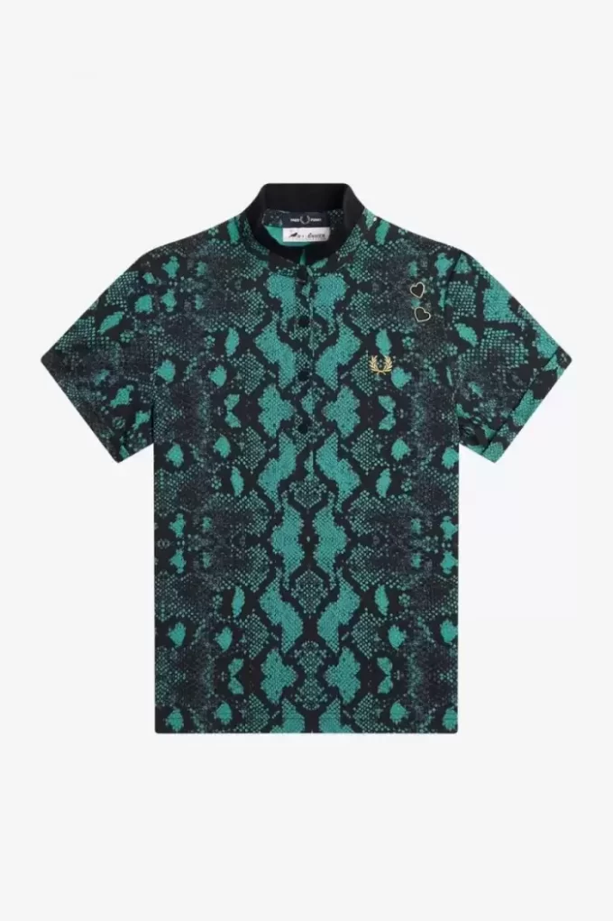 Tricou polo pentru femei cu imprimeu de șarpe Tricou polo pentru femei cu imprimeu de șarpe