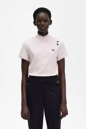 Tricou polo pentru femei cu imprimeu piqué