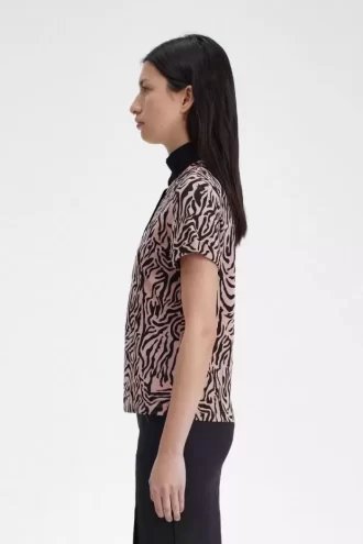 Tricou polo pentru femei cu imprimeu zebră