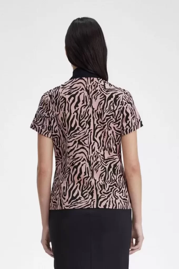 Tricou polo pentru femei cu imprimeu zebră Tricou polo pentru femei cu imprimeu zebră