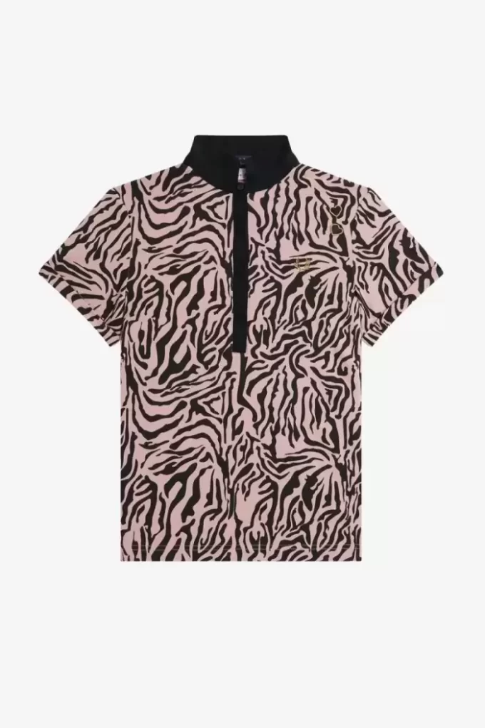 Tricou polo pentru femei cu imprimeu zebră Tricou polo pentru femei cu imprimeu zebră
