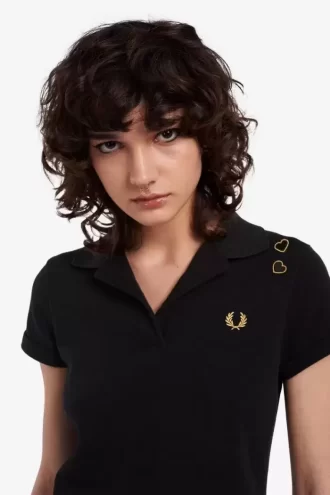 Tricou polo pentru femei din piqué cu guler deschis