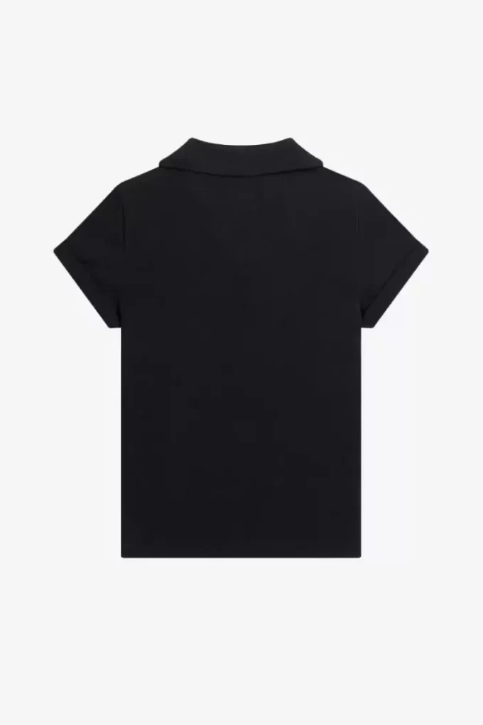 Tricou polo pentru femei din piqué cu guler deschis Tricou polo pentru femei din piqué cu guler deschis