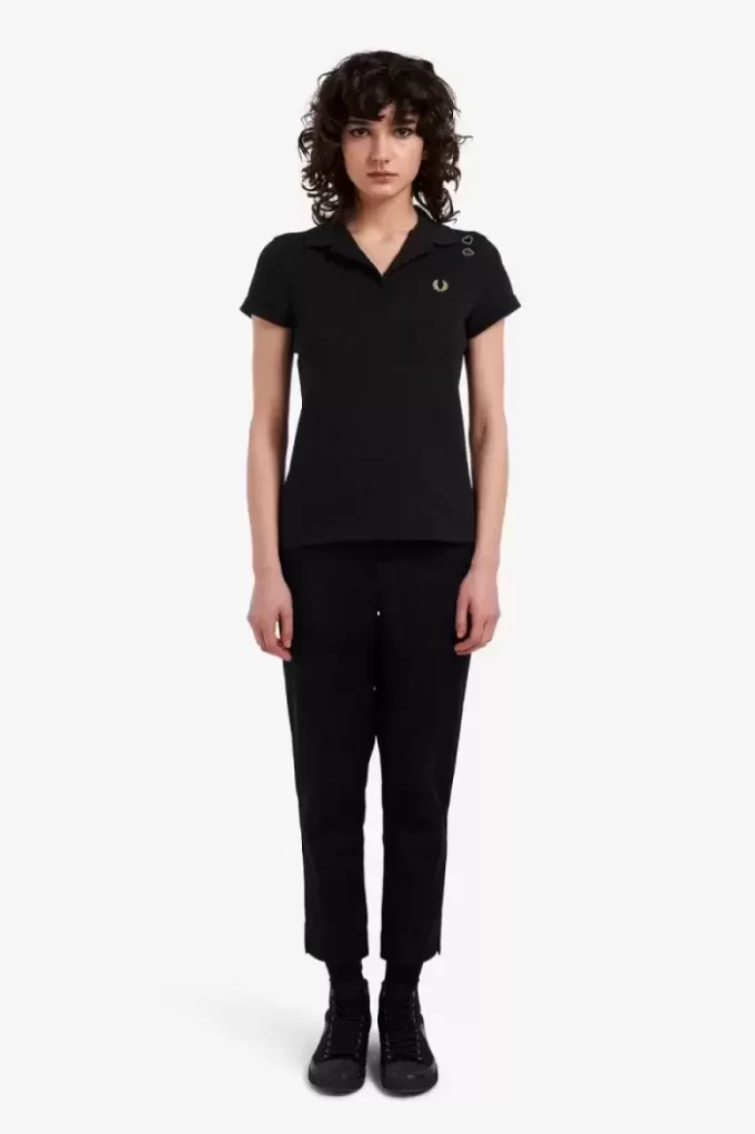 Tricou polo pentru femei din piqué cu guler deschis Tricou polo pentru femei din piqué cu guler deschis
