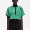 Tricou polo scurt cu imprimeu cartofi piqué pentru femei Tricou polo scurt cu imprimeu cartofi piqué pentru femei