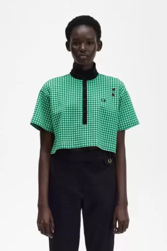Tricou polo scurt cu imprimeu cartofi piqué pentru femei