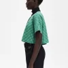 Tricou polo scurt cu imprimeu cartofi piqué pentru femei Tricou polo scurt cu imprimeu cartofi piqué pentru femei