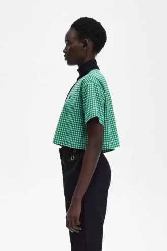 Tricou polo scurt cu imprimeu cartofi piqué pentru femei