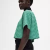 Tricou polo scurt cu imprimeu cartofi piqué pentru femei Tricou polo scurt cu imprimeu cartofi piqué pentru femei