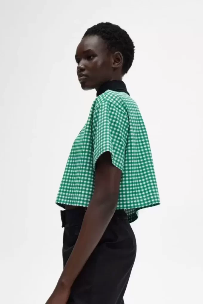 Tricou polo scurt cu imprimeu cartofi piqué pentru femei Tricou polo scurt cu imprimeu cartofi piqué pentru femei