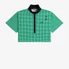 Tricou polo scurt cu imprimeu cartofi piqué pentru femei Tricou polo scurt cu imprimeu cartofi piqué pentru femei