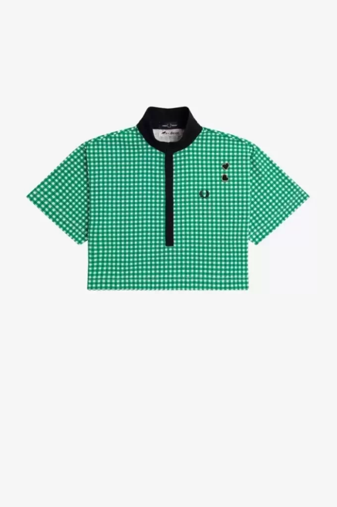 Tricou polo scurt cu imprimeu cartofi piqué pentru femei Tricou polo scurt cu imprimeu cartofi piqué pentru femei