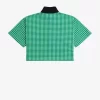 Tricou polo scurt cu imprimeu cartofi piqué pentru femei Tricou polo scurt cu imprimeu cartofi piqué pentru femei