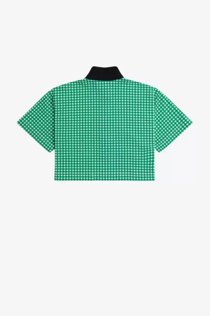 Tricou polo scurt cu imprimeu cartofi piqué pentru femei Tricou polo scurt cu imprimeu cartofi piqué pentru femei