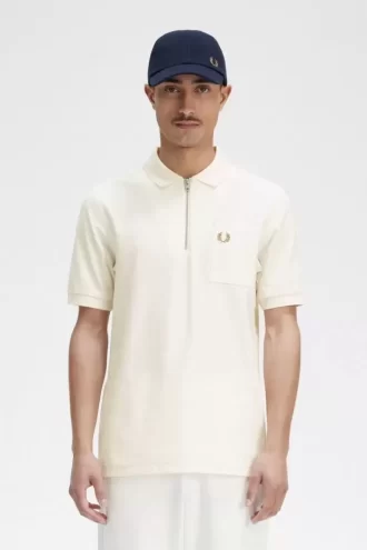 Tricou polo texturat cu fermoar pentru bărbați