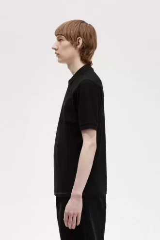 Tricou polo texturat cu fermoar pentru bărbați