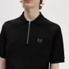 Tricou polo texturat cu fermoar pentru bărbați Tricou polo texturat cu fermoar pentru bărbați