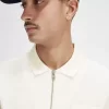 Tricou polo texturat cu fermoar pentru bărbați Tricou polo texturat cu fermoar pentru bărbați