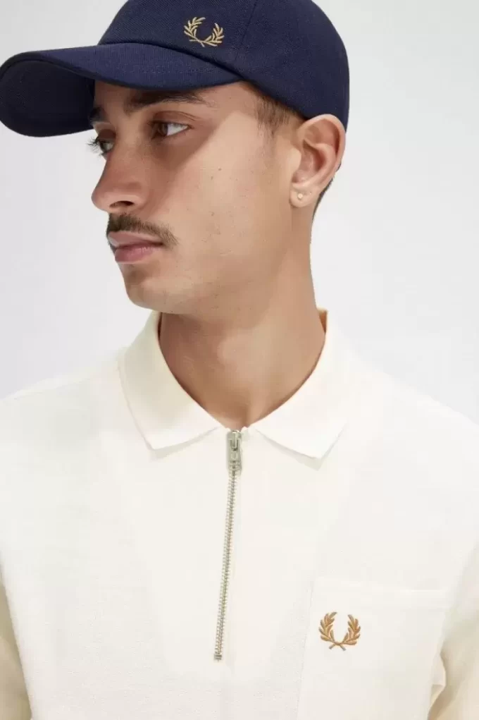 Tricou polo texturat cu fermoar pentru bărbați Tricou polo texturat cu fermoar pentru bărbați