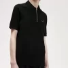 Tricou polo texturat cu fermoar pentru bărbați Tricou polo texturat cu fermoar pentru bărbați