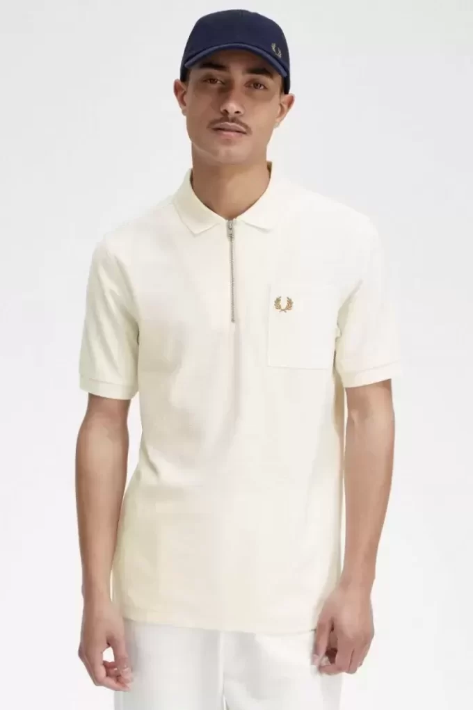Tricou polo texturat cu fermoar pentru bărbați Tricou polo texturat cu fermoar pentru bărbați